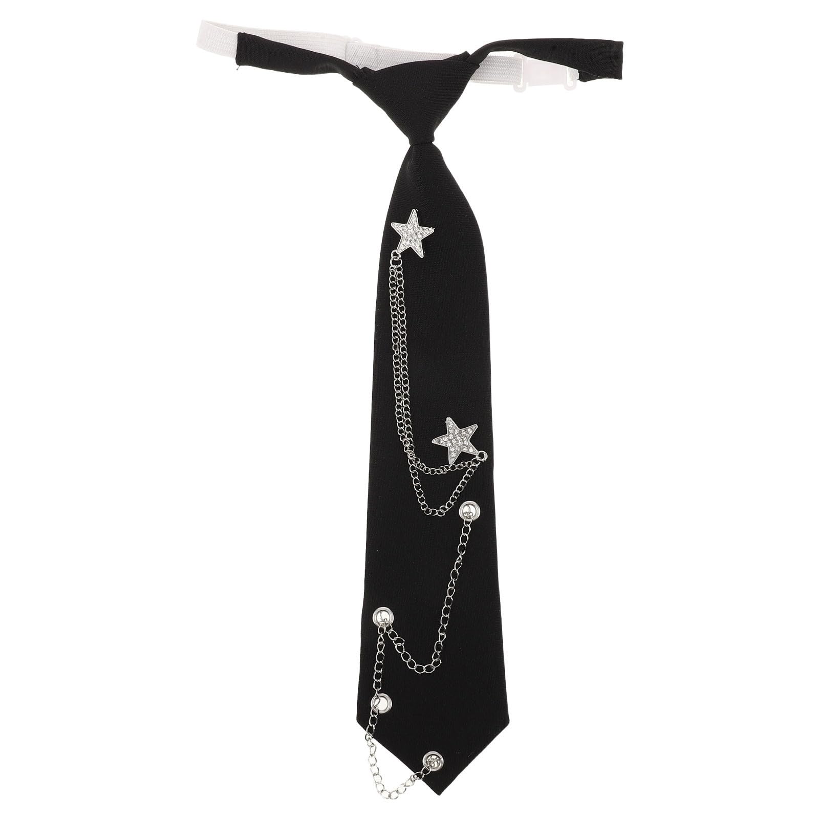 Corbata preanudada de diseño formal Kisangel con sutil cadena metálica 8