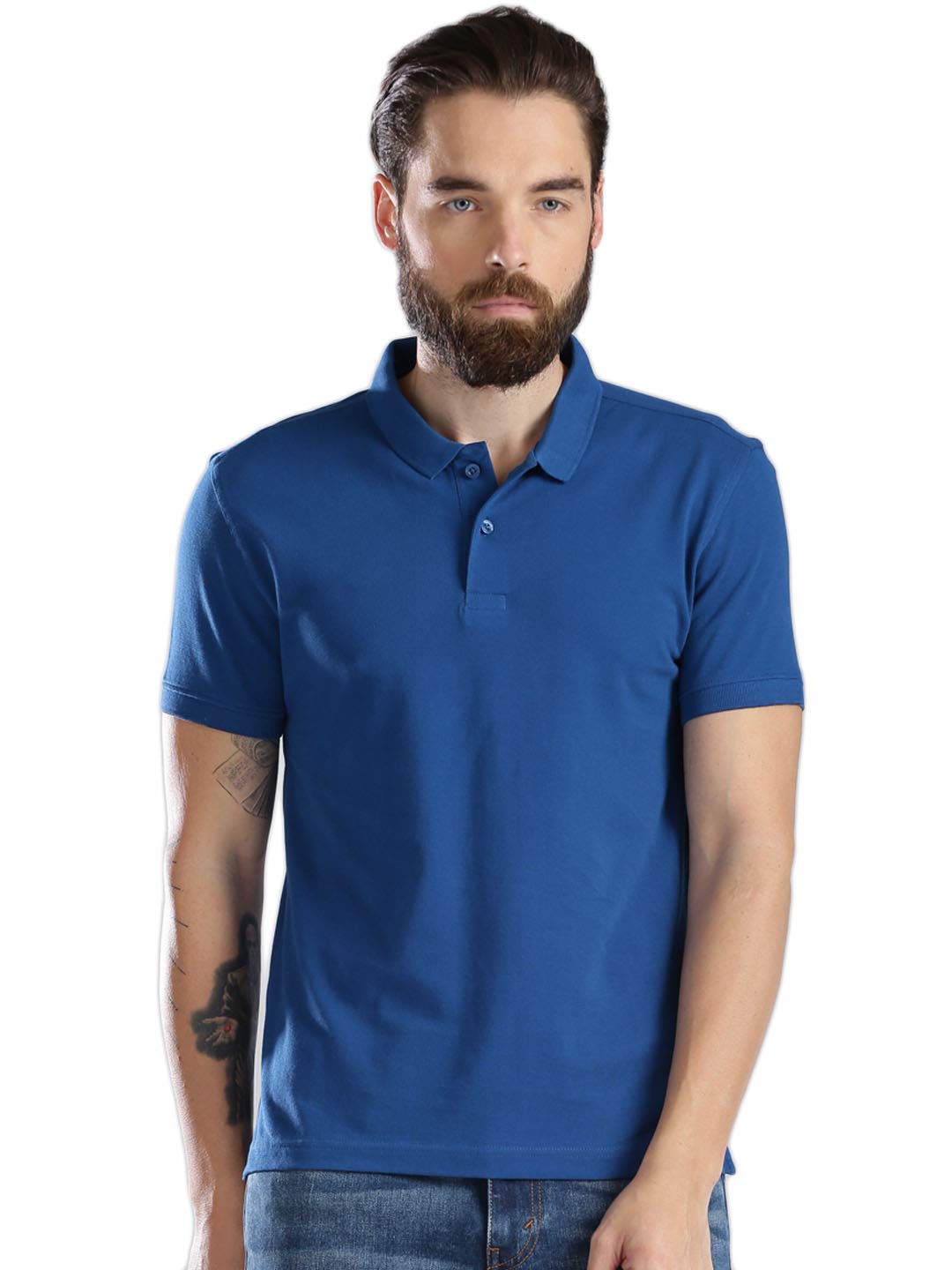 Concepts Men's Cotton Blend Polo Tshirt-Royal-Size
