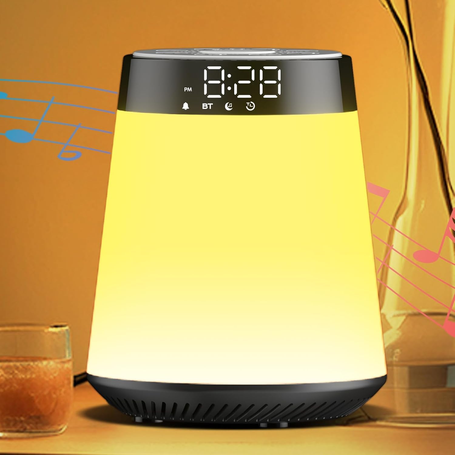 Te-Rich Bluetooth Lautsprecher mit Licht Wecker Soundmaschine mit 30 beruhigenden Sounds & Schlaftimer, Touch Dimmbar Lampe und Nachtlicht Frauen Männer Mädchen Junge Kinder Teens