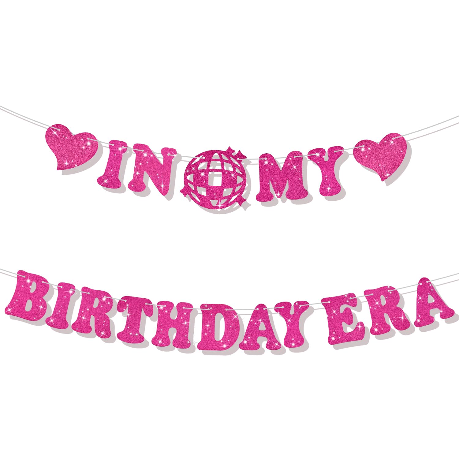 Pre-Strung Birthday Era Decorations, Rose Red Friendship Birthday Banner Glitter Birthday Era Banner Shiny Birthday Era Garland Popular In My Birthday Era Banner for Cake Party Boys Girls
