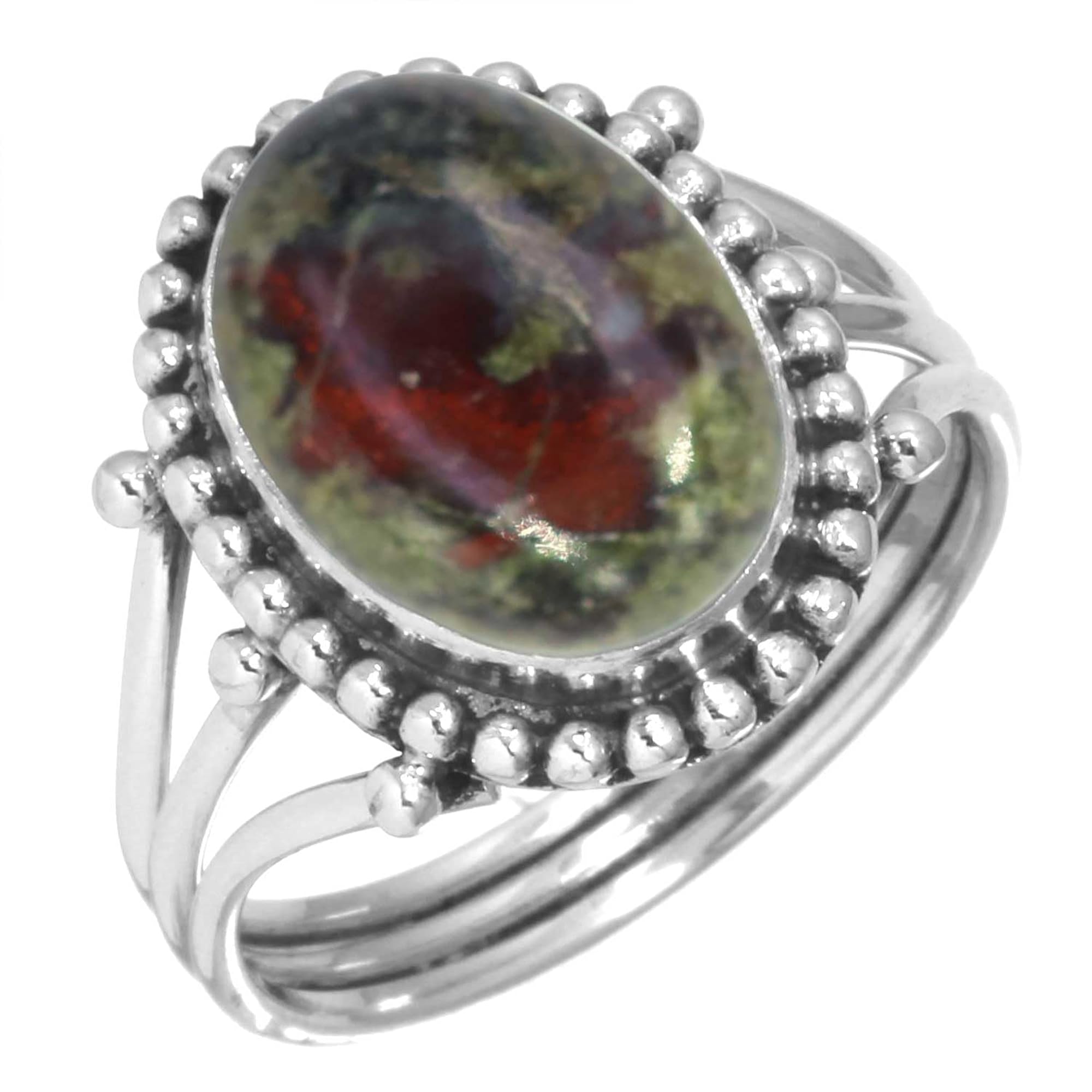 Women's Handmade 925 Sterling Silver Oval Lapis & Moonstone Gemstone Ring