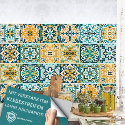 RE-COVERTILES - Fliesenaufkleber Küche und Bad PVC-Klebefliesen Regenmäntel Kratzfest Stickers Dekoration Wand Zementfliesen Peel and Stick - Modell 24 Stücke 10x10 cm PS00176 Made in Italy