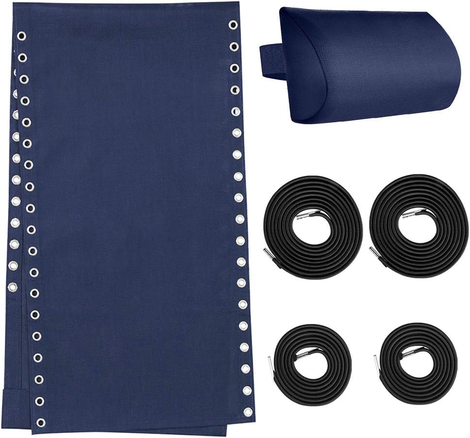 Zero Gravity Chair Replacement Fabric with Bungee Cord Pillow Kit, Repair Cloth with Lace and Cushion for Anti Gravity Lounge, Mesh Part for Patio Sling Folding Recliner Couch Outdoor Pool Lawn