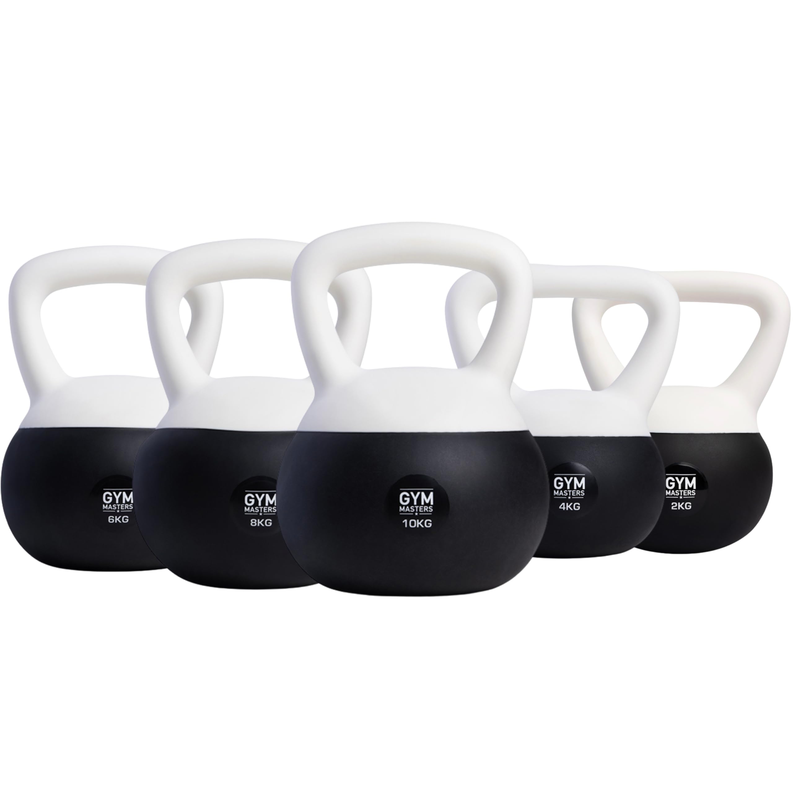 Kettlebell Set 2 kg, 4 kg, 6 kg, 8 kg & 10 kg – Soft Neopren Hanteln für Krafttraining, Functional Fitness & Home Gym – Stoßfest, Bodenschonend – Gym Masters