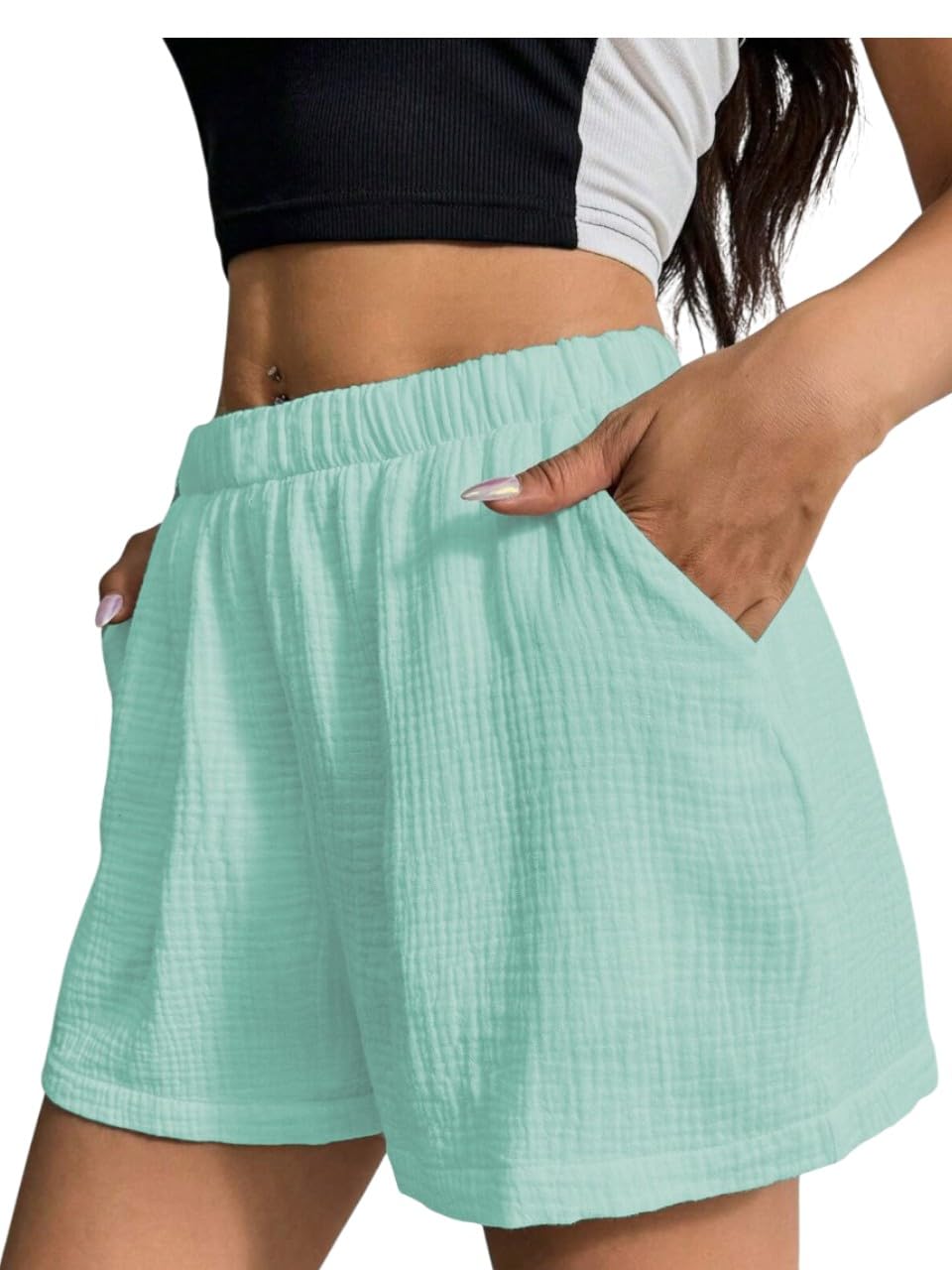 glasgo Soft, Comfortable, Loose fit, 100% Muslin Cotton, Draw String Plain Pocket Shorts for Girls and Women || LDSHORT-&2$-picture-33