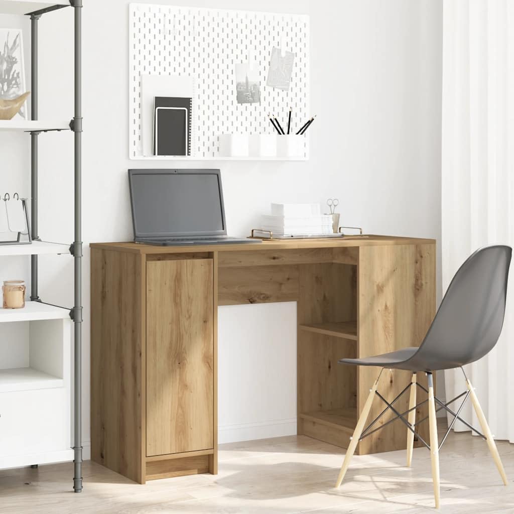 Schreibtisch Artisan-Eiche aus Holzwerkstoff 120x42x76 cm mit Stauraum und Schublade, ergonomisch für Homeoffice, Arbeitszimmer, Gaming und PC, platzsparend für Jugend und Schüler