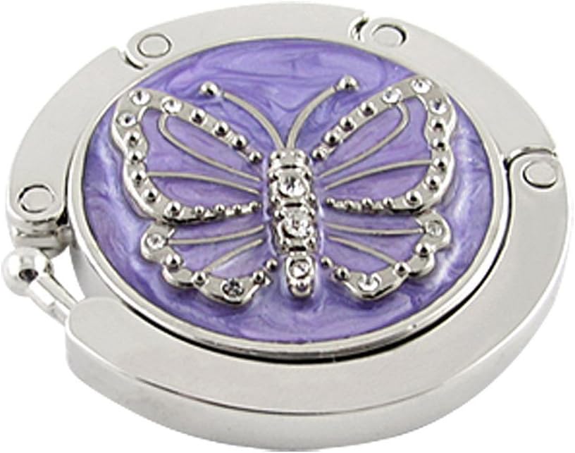 Hdecor Round Folding Butterfly Accent Hook Handbag Table Hanger (Purple)