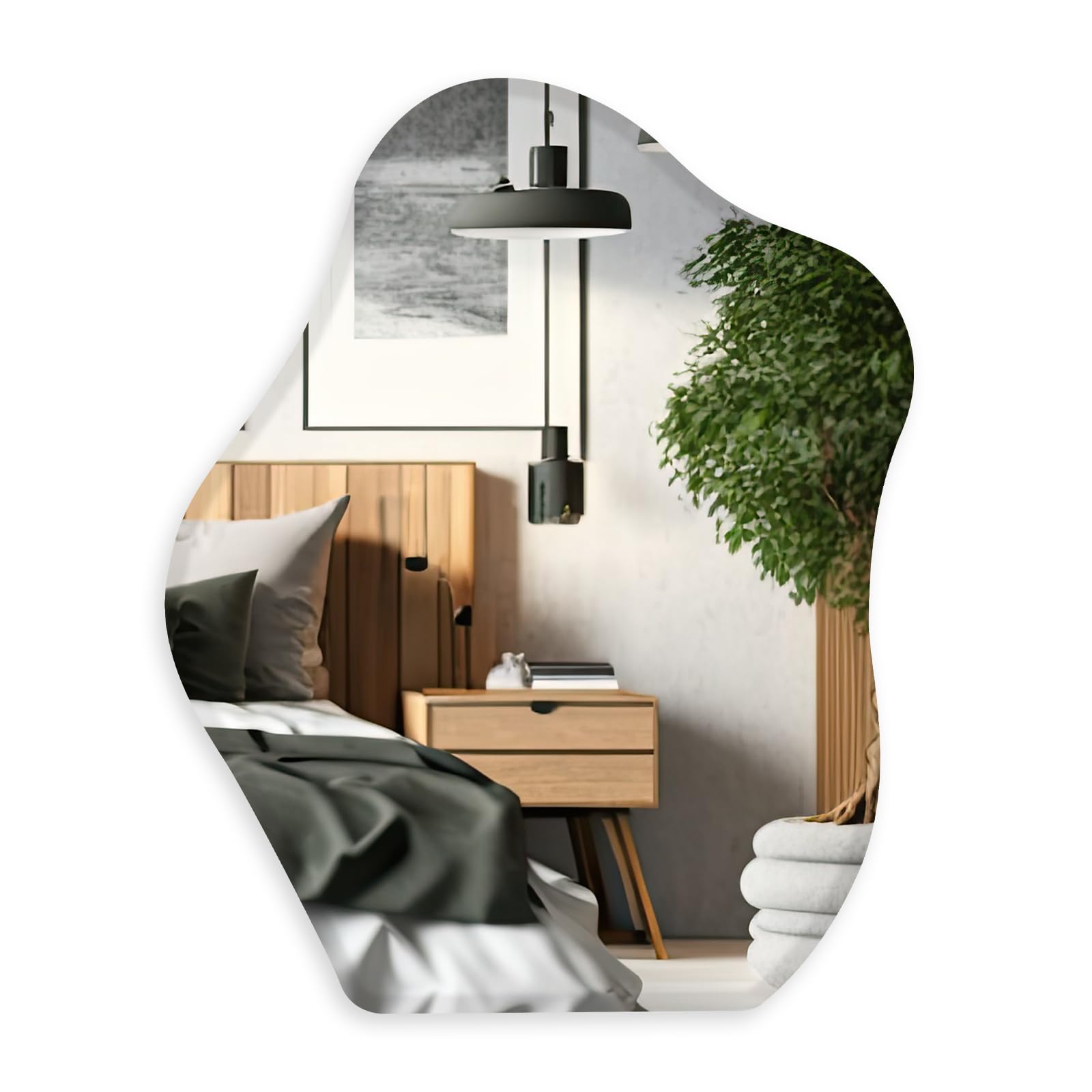 Muzilife Specchio asimmetrico da appendere, grande specchio da parete senza cornice con retro in MDF da 58x70 cm, specchio da tavolo irregolare per soggiorno, camera da letto, bagno, corridoio