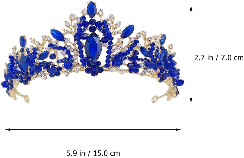 FRCOLOR Tiara Crown Crystal Silver Headband Diamond Bridal Headdress Wedding Prom Crown Hair Accessories Blue for Women Girl Birthday Wedding Christmas Party Favor Ornaments - Image 3