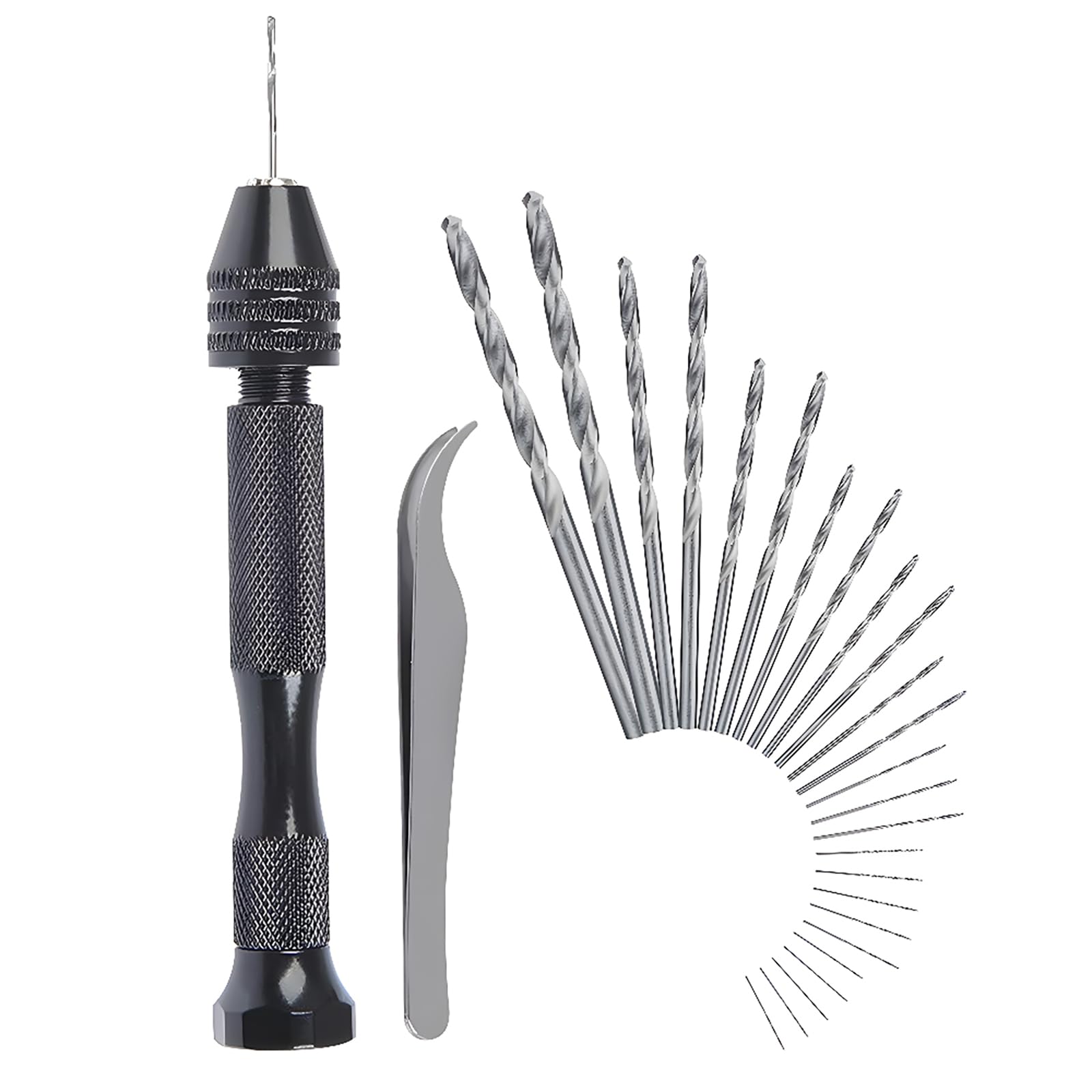 CESFONJER Mini Taladro de Mano Micro Taladro Manual Precisión Herramientas Giratorias con 25 pcs Micro Brocas Torcedura Bits Conjunto de 26