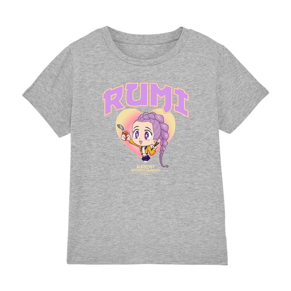 Kpop Demon Hunters - Huntrix Rumi Collegic Kids T Shirt, Heather Grey, 9-11