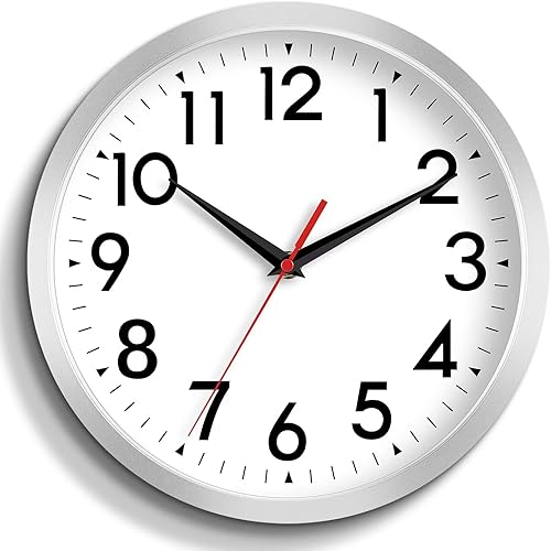 Miniatura 21 de Reloj de pared analógico pequeño de 8 pulgadas, silencioso, sin tictac, funciona con pilas, moderno, simple, decorativo, para cocina, oficina,