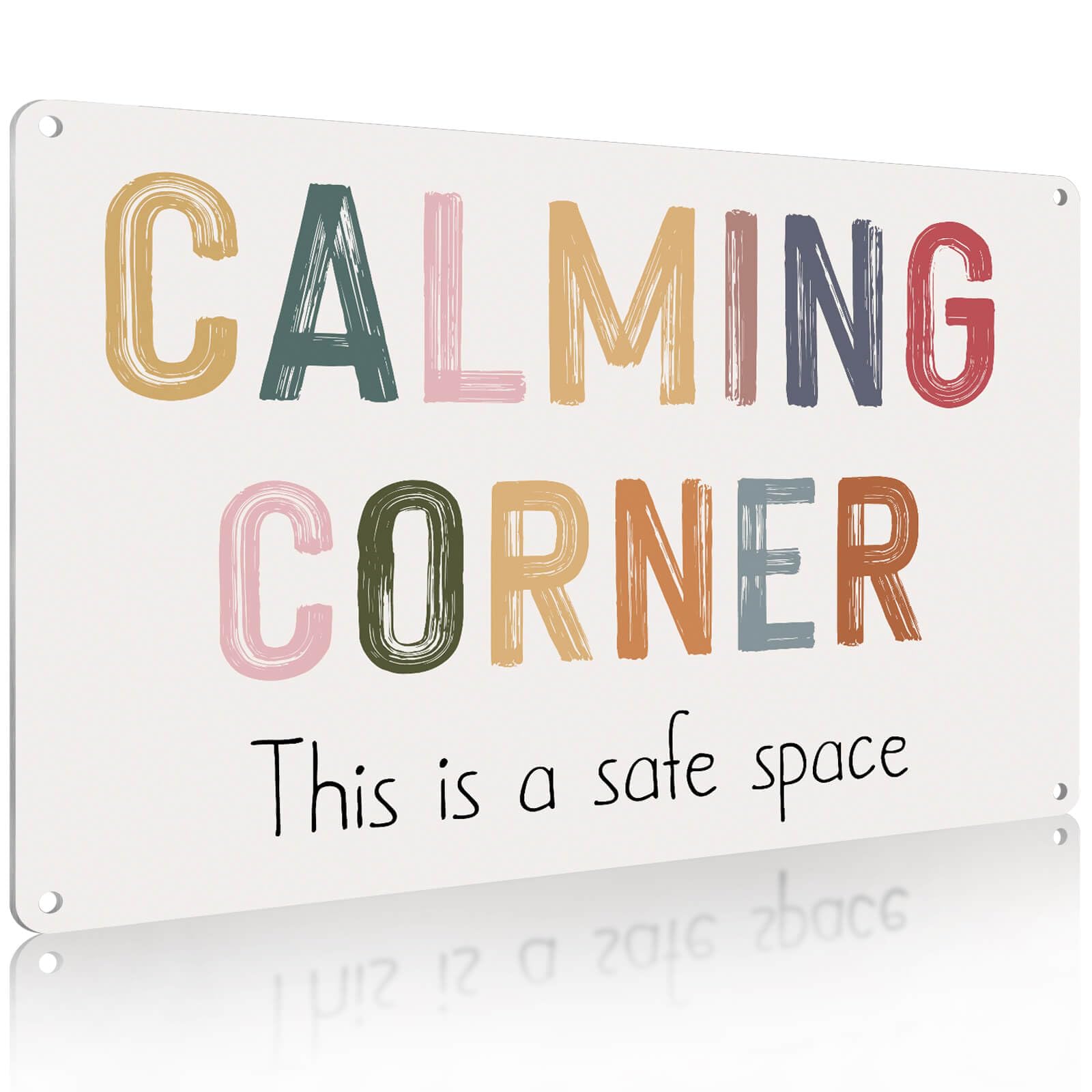 Tin 1 Calming Corner Classroom Wall Decor Calm Sign Safe Space Metal Tin For Nursery Office And Home 12X8 Inches