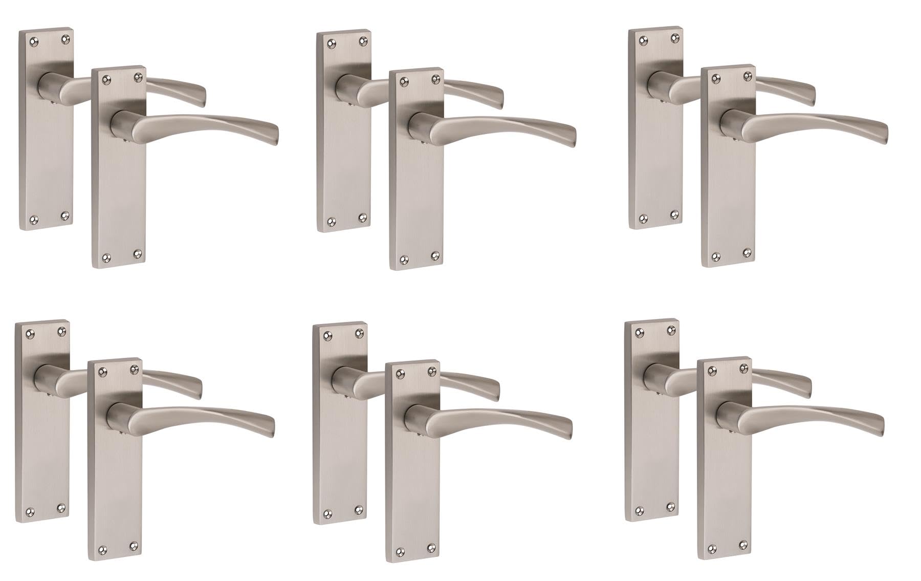 6 Pairs Victorian Astrid Scroll Internal Door Handle Satin Nickel Finish 150 X 40mmGolden Grace