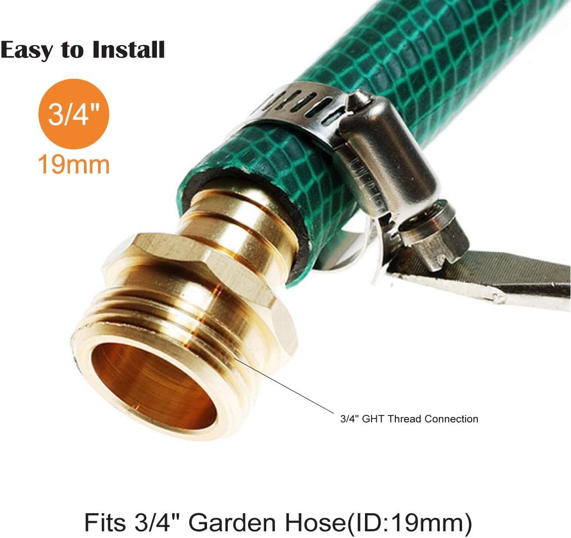 Solid Brass 3/4 Inch Garden Hose Repair Kit Male and Female Hose End Repair Water hose Fittings Connector with Stainless Steel Clamp image 4