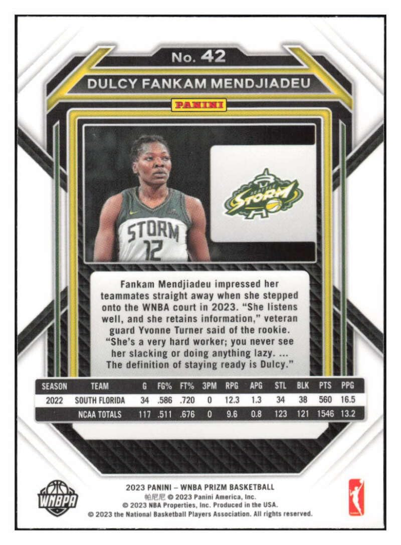 Amazon.com: Dulcy Fankam Mendjiadeu RC 2023 Panini WNBA Prizm #42