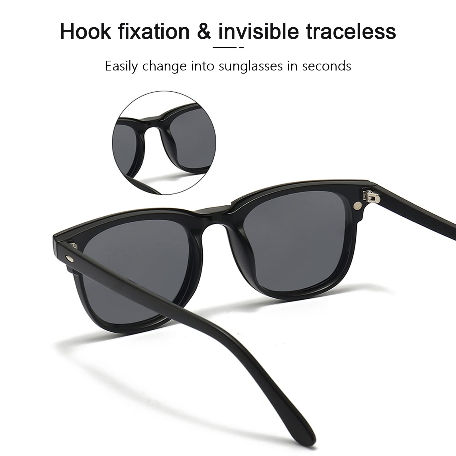 Clip op zonnebril, CHENKEE 5 stuks gepolariseerde clip-on zonnebril plastic frame gepolariseerde lens fit over receptbril flip up anti glare gepolariseerde lens met draagbare handtas voor nacht rijden