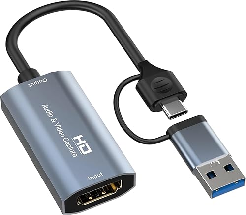 Tarjeta de captura HDMI, dispositivo de captura de video USB C, tarjeta de captura 4K USB a HDMI para transmisión en vivo, grabación de juegos,