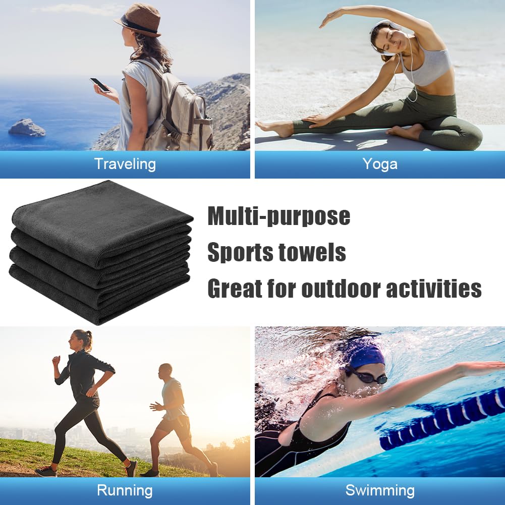 4 Pack Asciugamano Sportivo in Microfibra, Super Assorbente e Traspirante, Leggero, ad Asciugatura Rapida, per Yoga, Campeggio, Palestra, Fitness, 75 cm x 35 cm