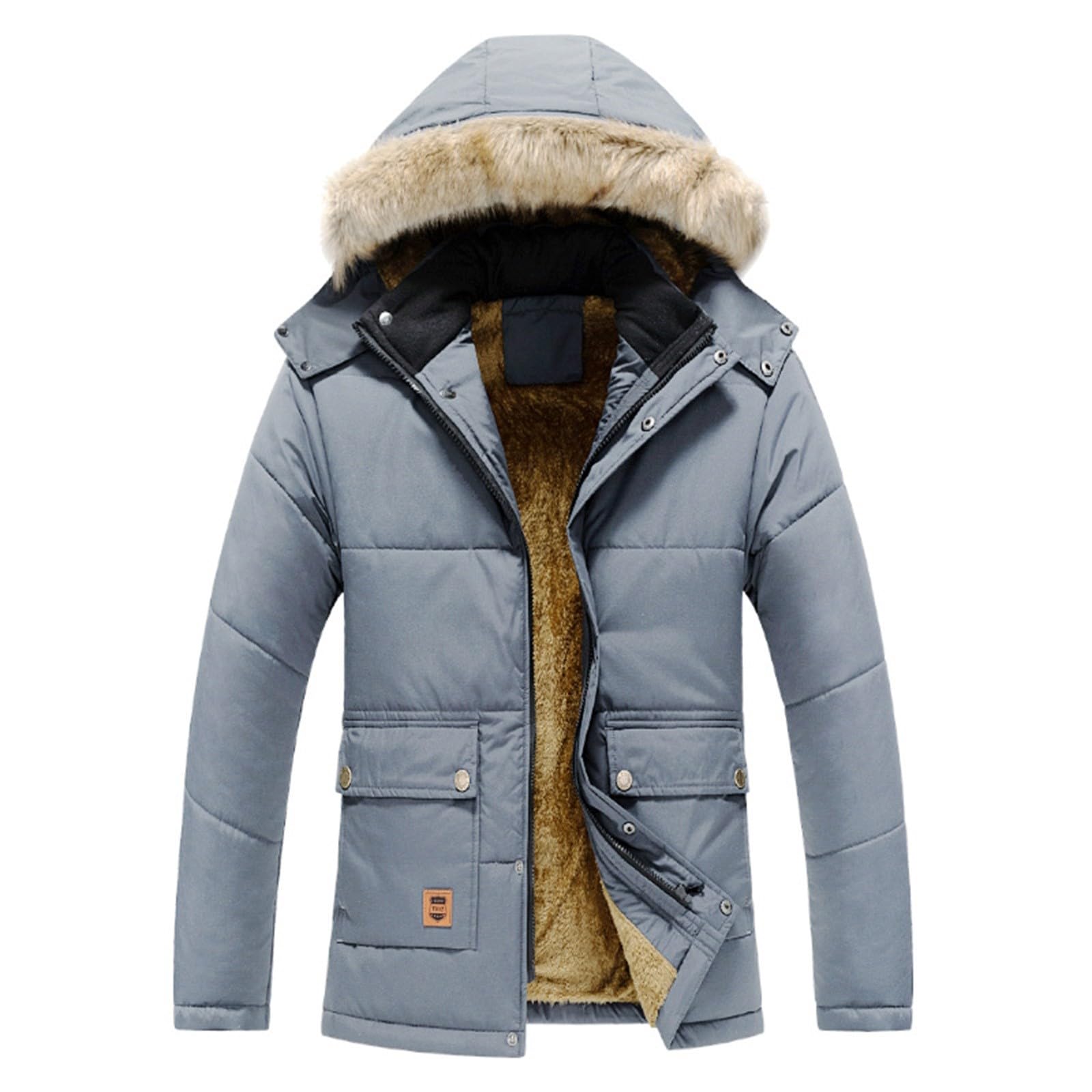 Cappotti invernali da uomo con cappuccio, impermeabili, con cerniera