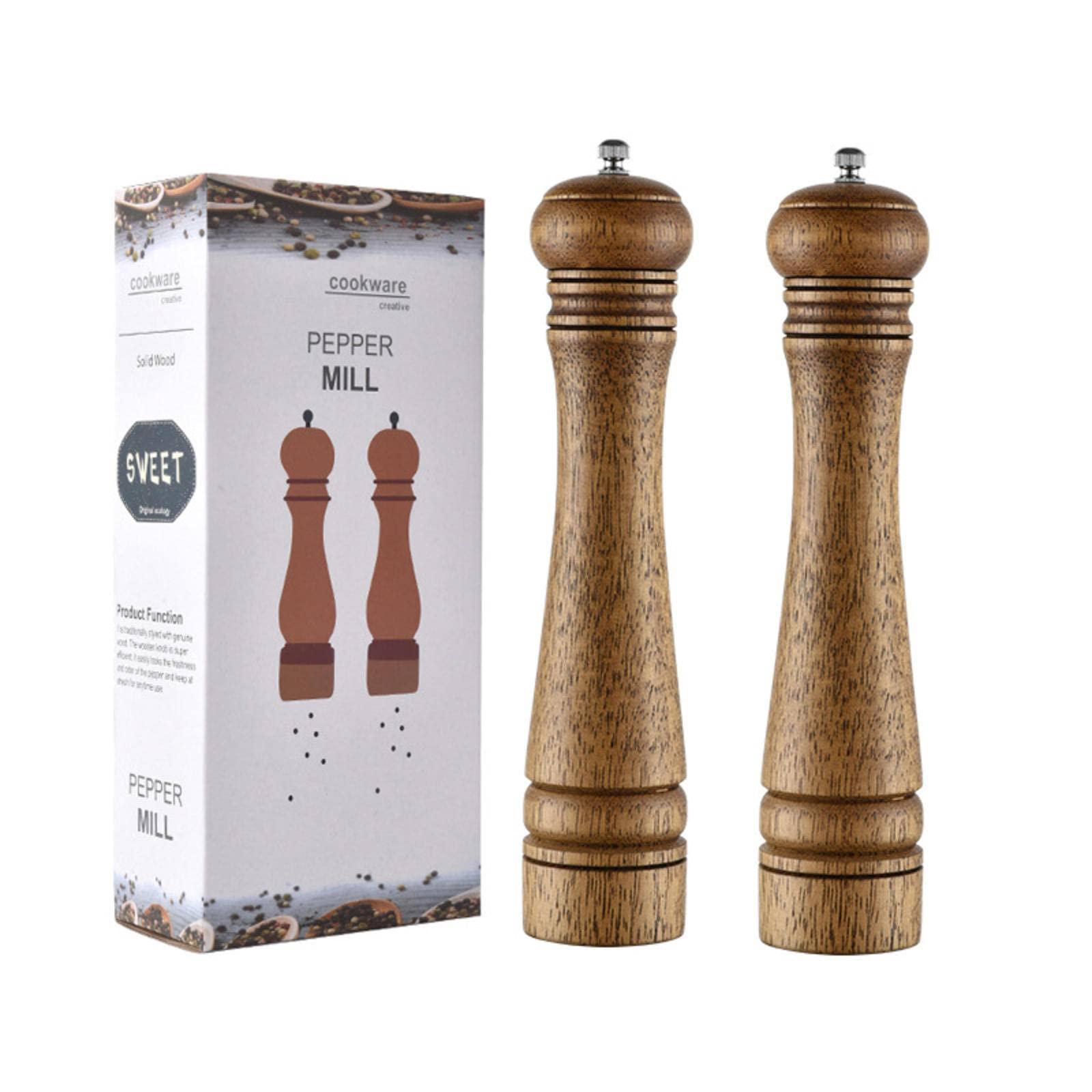 Moulin à poivre manuel en bois avec noyau en céramique pour poivre, sel de mer, assaisonnement, ensemble de base de bouteille d'outils de cuisine Moulin à poivre manuel en bois avec noyau en céramique pour poivre, sel de mer, assaisonnement, ensemble de base de bouteille d'outils de cuisine