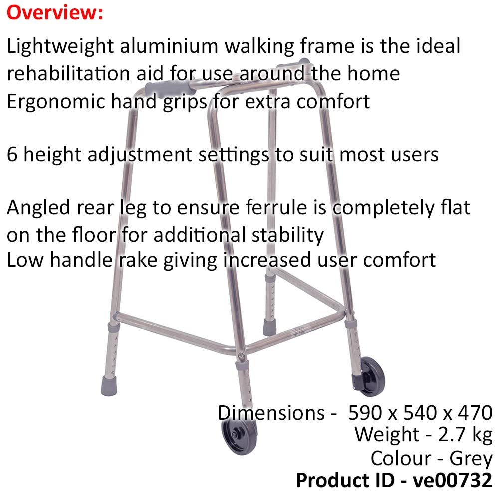Ultra wąska rama do chodzenia z kółkami - smukła konstrukcja - szerokość 540 mm - pediatryczna - lekkie aluminium - antypoślizgowe gumowe tulejki - ergonomiczne uchwyty dla dłoni - pomoc w rehabilitacji