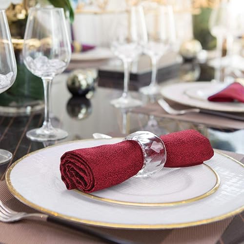 Miniatura 6 de MDLUU 4 servilleteros de cristal, hebillas de servilletas de 2.3 pulgadas de diámetro, anillos transparentes para servilleteros para Navidad, Acción