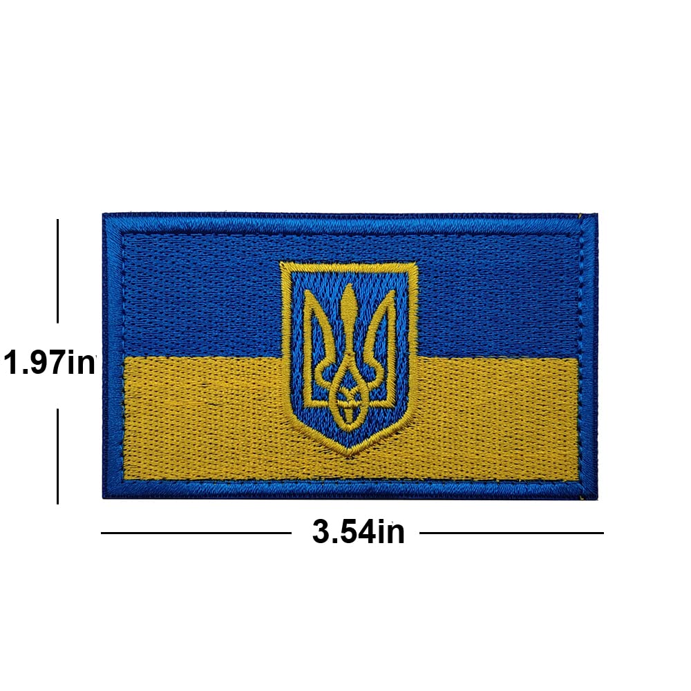 Lot De 2 écussons Brodés Drapeau Ukrainien - Bouclier Doré, 8x5 Cm, à Coudre Ou Coller (Velcro) - Pour Vêtements, Sacs, Soutien