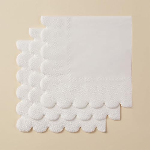 Miniatura 97 de Paquete de 100 servilletas de cóctel de 2 capas con bordes festoneados plegadas de 5 x 5 pulgadas, servilletas desechables para cena, boda, fiesta