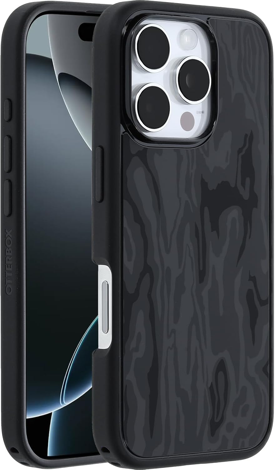 OtterBox iPhone 16 Pro - Symmetry MagSafe Case - Ultra-Slim - Raised Edges Protect Camera & Screen - Non-Retail Packaging - Spruce Bark (Black)
