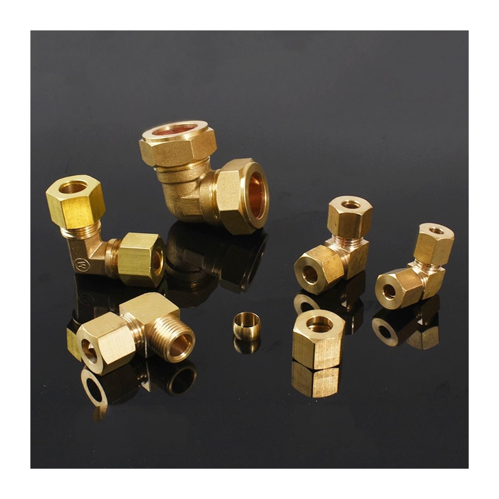 6 8 9,52 10 12 14 15 16 18 20 22 25 28mm tubo de unión de compresión codo OD 90 grados conector de tuberías de latón acoplador aire acondicionado(22mm)