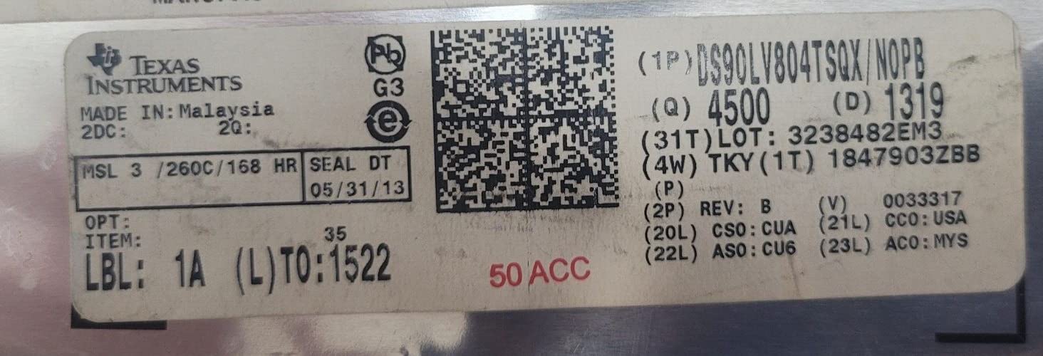 (1 PC) DS90LV804TSQX/NOPB TI IC REDRIVER LVDS 4CH 32WQFN