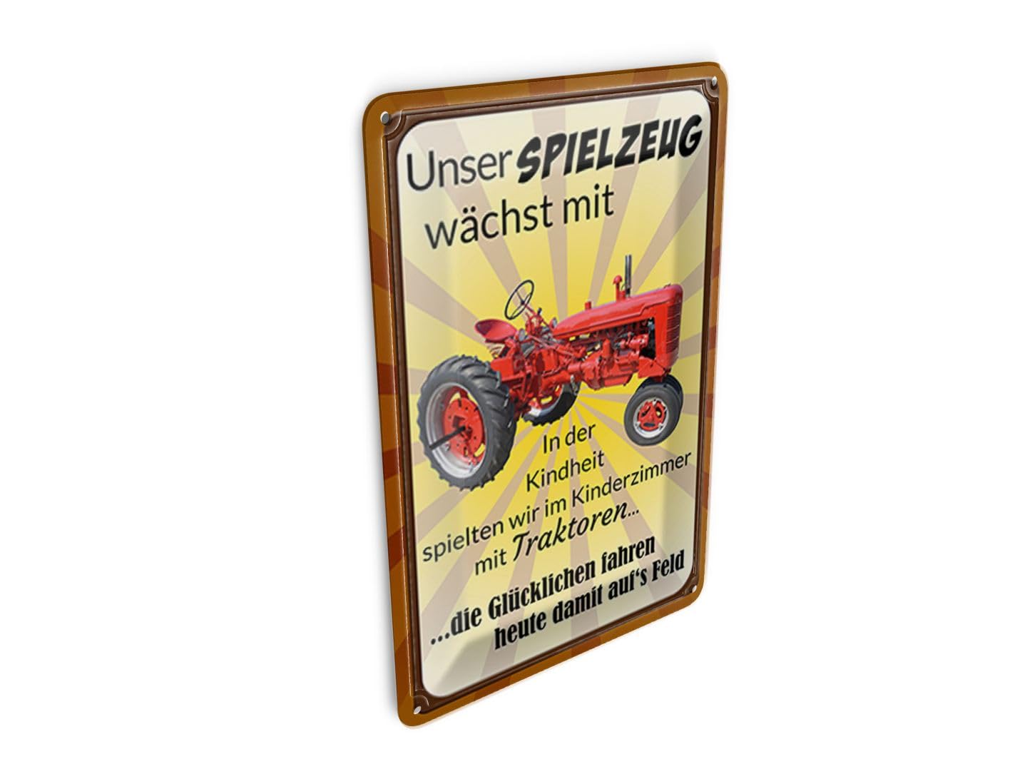 Femer Tin Postcard Saying 10 x 14 cm Toy Grows with Tractor Decorative Sign