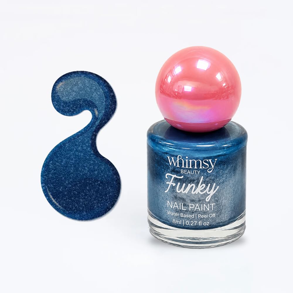 Whimsy Beauty Nail Polish for Kids Girls | Peel Off Water Based Nail Colour with Non Toxic Formula | Safe Play Nail Paint for Daughters | 4 to 16 Years | Organic, Natural, Chemical Free (Blue Glitter) 2