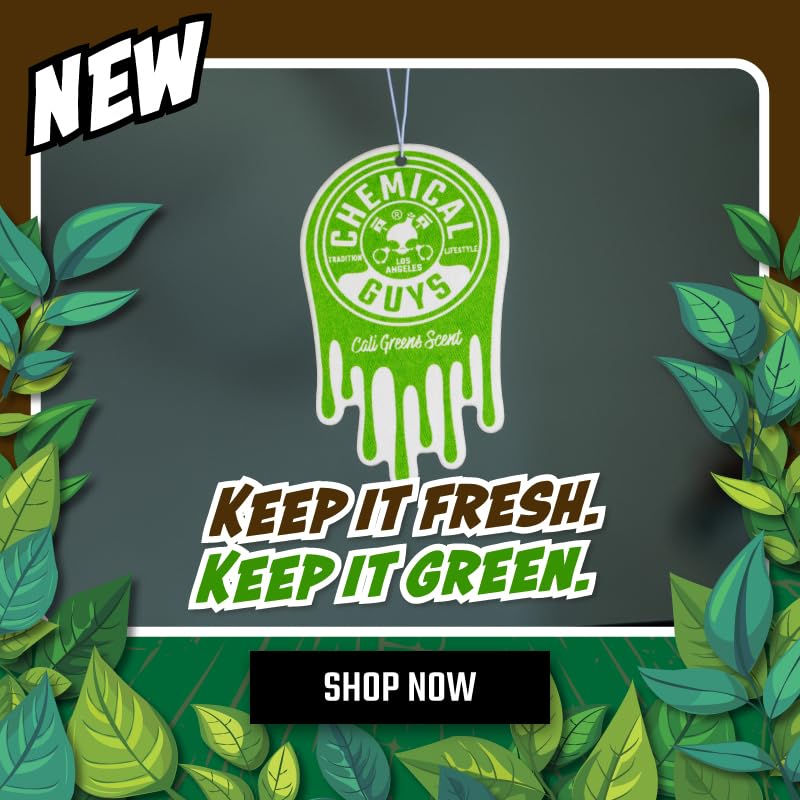 Image of Chemical Guys Hanging Car Air Freshener 12-Pack, Cali Greens Premium Fresh Floral & Refreshing Green Fragrance, Rearview Mirror Paper Fresheners for Cars, Trucks, SUVs, RVs & Boats