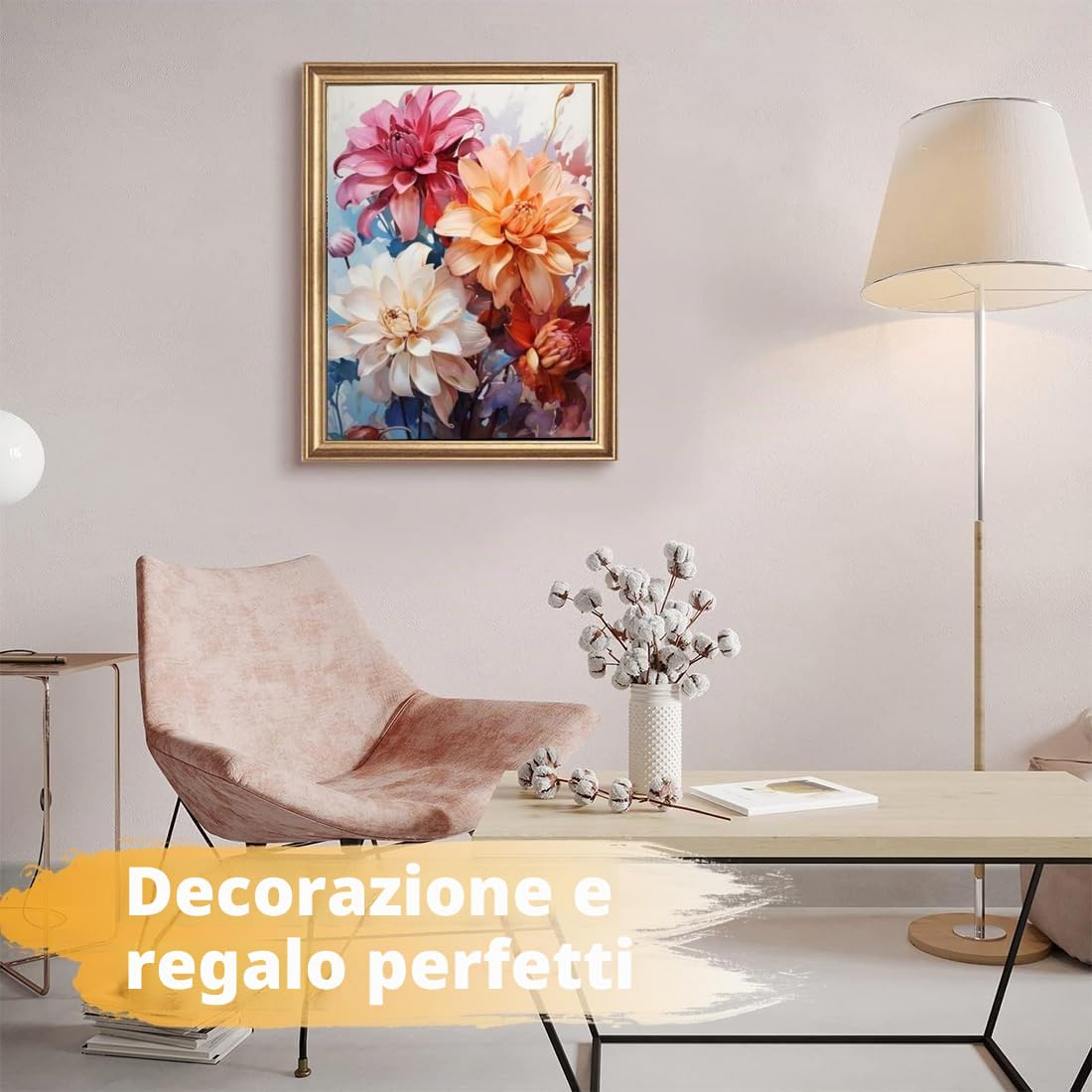 SULISO Dipingere con i Numeri per Adulti Bambini Principianti, Paint by Numbers Kit Fai da Te Olio La Pittura di Numeri Kit Decora la casa Regalo,40 x 50cm Senza Cornice-Crisantemi in fiore
