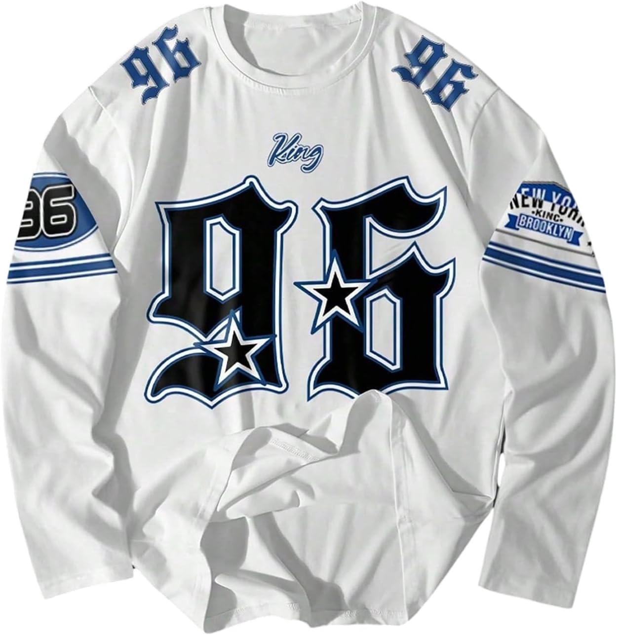 SOLY HUX Jersey Shirts for Men Y2k Number Graphic Tees Long Sleeve Crewneck T Shirt Streetwear