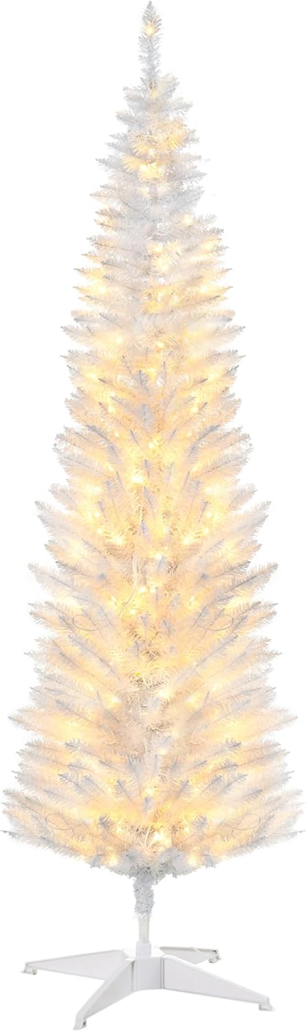 HOMCOM 5' Slim Noble Fir Pre-Lit Christmas Tree