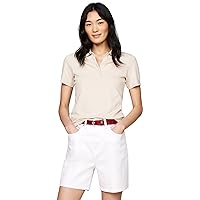 Tommy Hilfiger Donna Maglietta Polo Maniche Corte Slim Fit, Beige (Classic Beige)