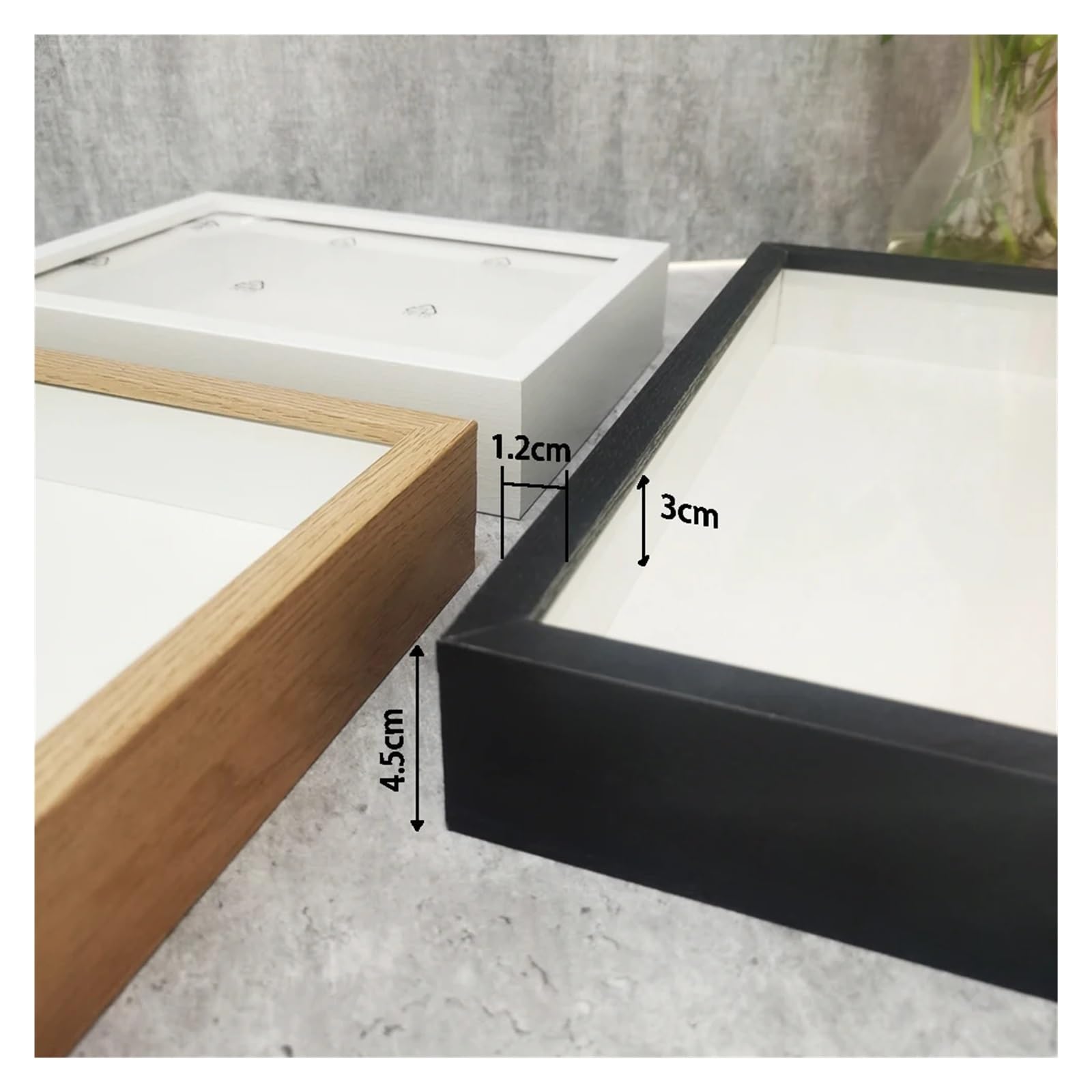 Cornice legno Cornice for foto in legno 3D fai da te, profondità 3 cm, for esporre opere tridimensionali. in for per Pareti Tavoli(White frame,15X20cm 8inch)