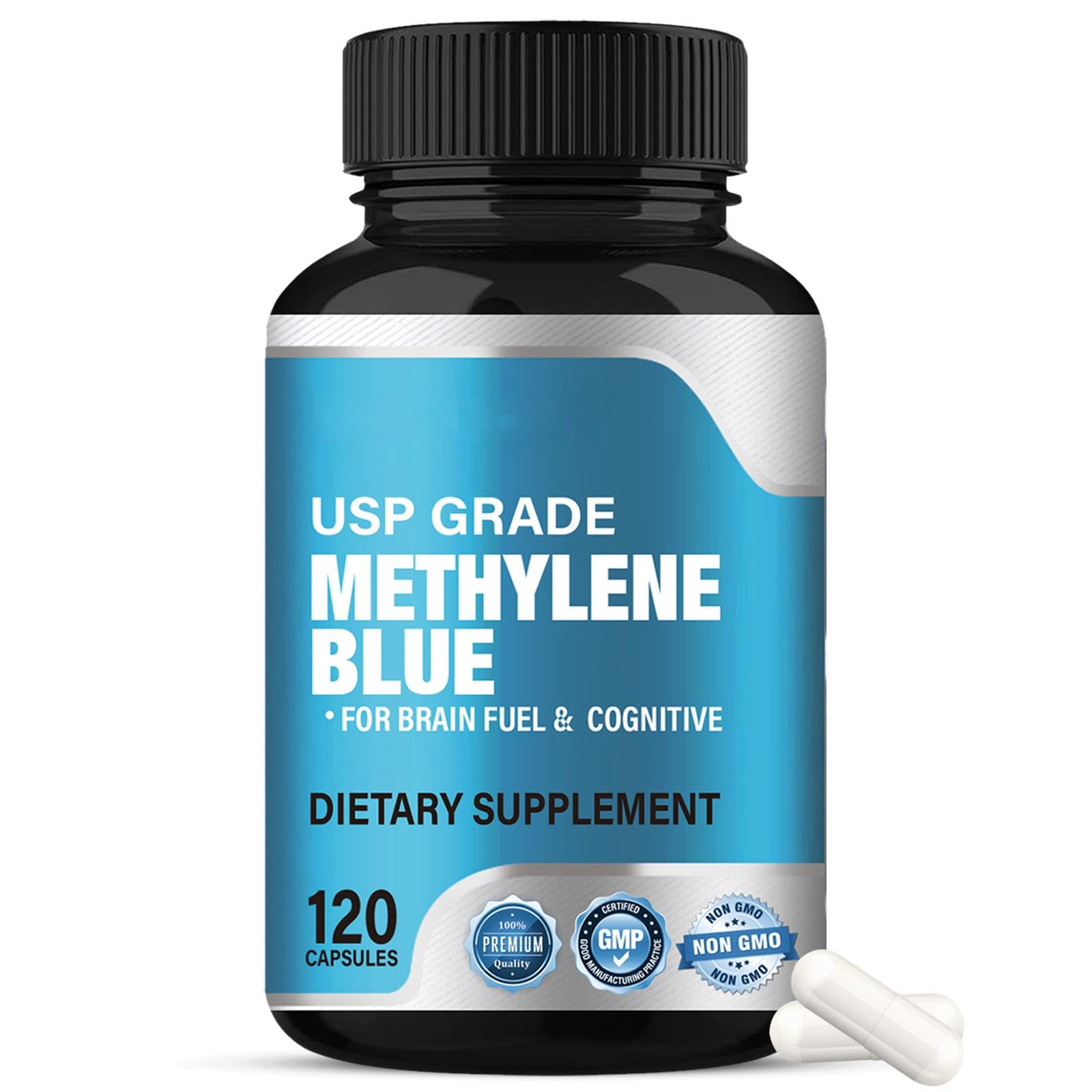Methylenblau Kapseln Komplex, 120 Stück - Nahrungsergänzungsmittel für zelluläre Energie & antioxidative Balance | Mit Vitamin C & Kakao