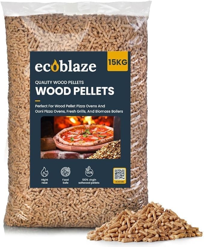 15KG Ecoblaze Premium Wood Pellets for Pizza Oven, Ooni, Ninja, B...