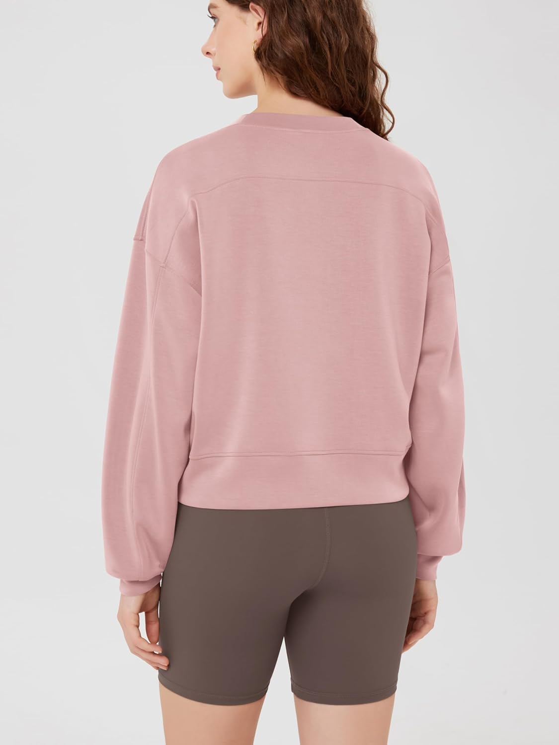 ODODOS Modal Soft Long Sleeve Cropped Sweatshirts for Women Oversized Crew Neck Pullover Crop Top - Image 2