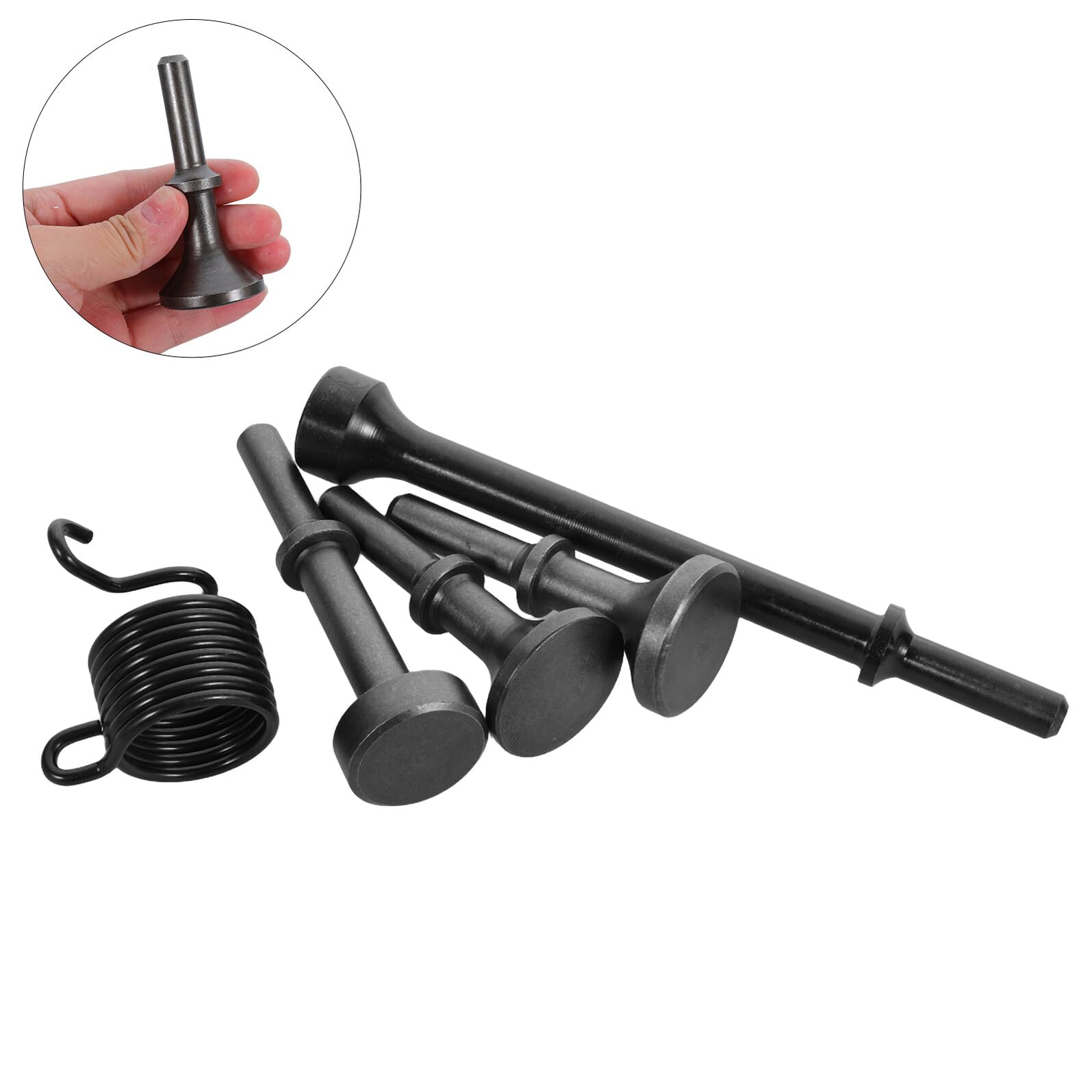 Gatuida Kit 5 Embouts de Lissage pour Marteau Pneumatique 150/190/250 Acier Robuste Ressort de Retenue Inclus Accessoires pour Outils Pneumatiques Compatible Compresseur Air Usage