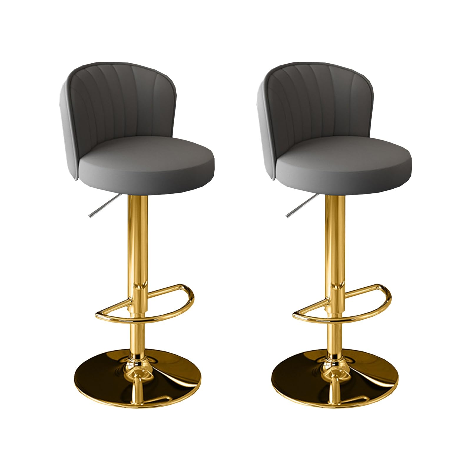 MUOLVSQ Swivel Counter Bar Stools -Adjustable Leather Swivel Barstools-with Back and Footrest Counter Height Bar Stool for Island/Pub/Kitchen(Gray gold feet,2PCS)
