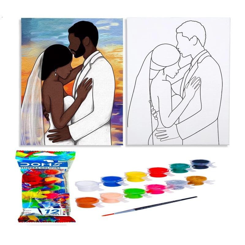 BADORN Couple Art-Love in air Art| Pre Printed Canvas| White Canvas Board 8 * 10 |Adult Paint Kit|