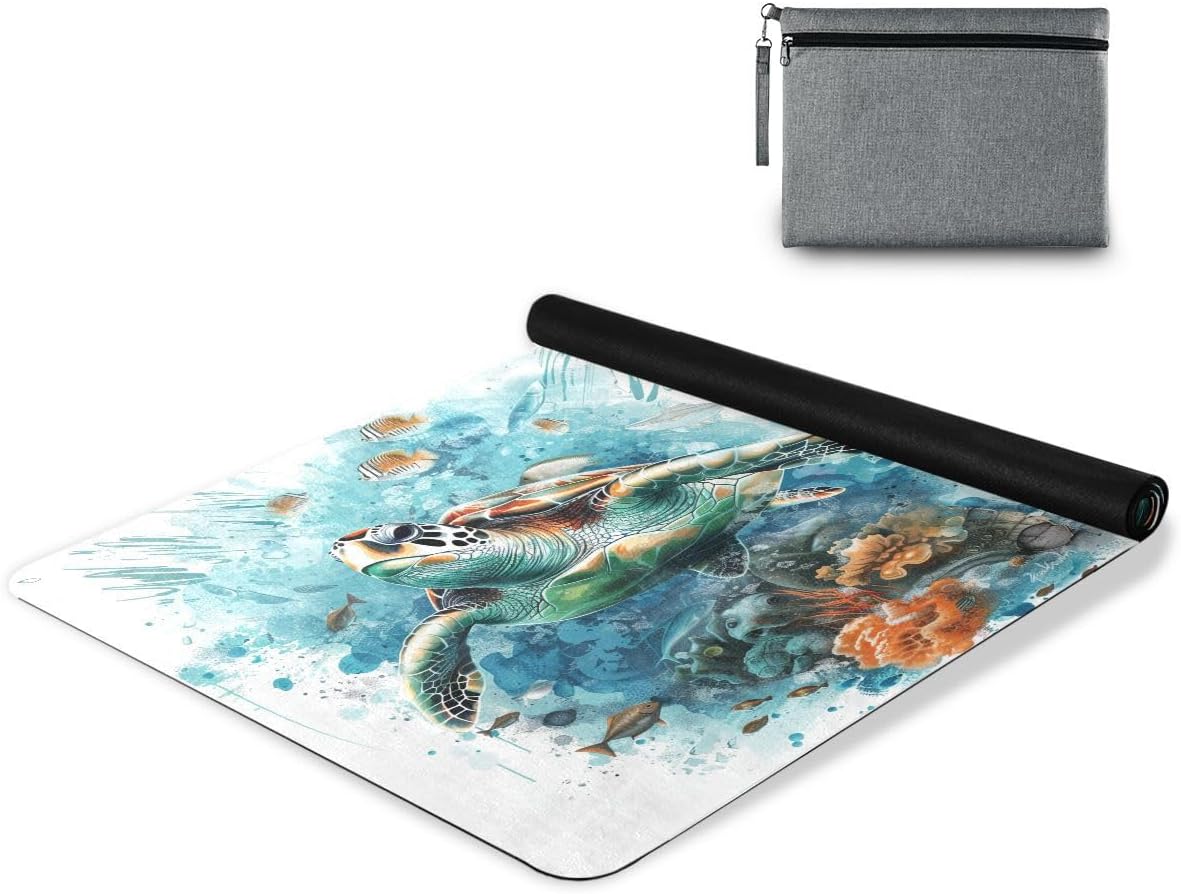 ALAZA Sea Turtle Fish Ocean Yoga Mat Non Slip Fitness Exercise Mat, Workout Mat for Yoga, Pilates and Floor Exercises