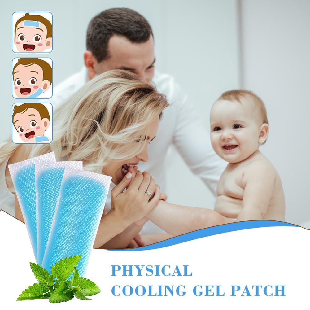 Parches De Gel De Enfriamiento, 20 Piezas Parches De Gel Refrescante, Parche Refrescante, Parche De Alivio De De Refrigeración, Productos Refrescantes Para El Escalofrío De La Fiebre Y Otros Síntomas