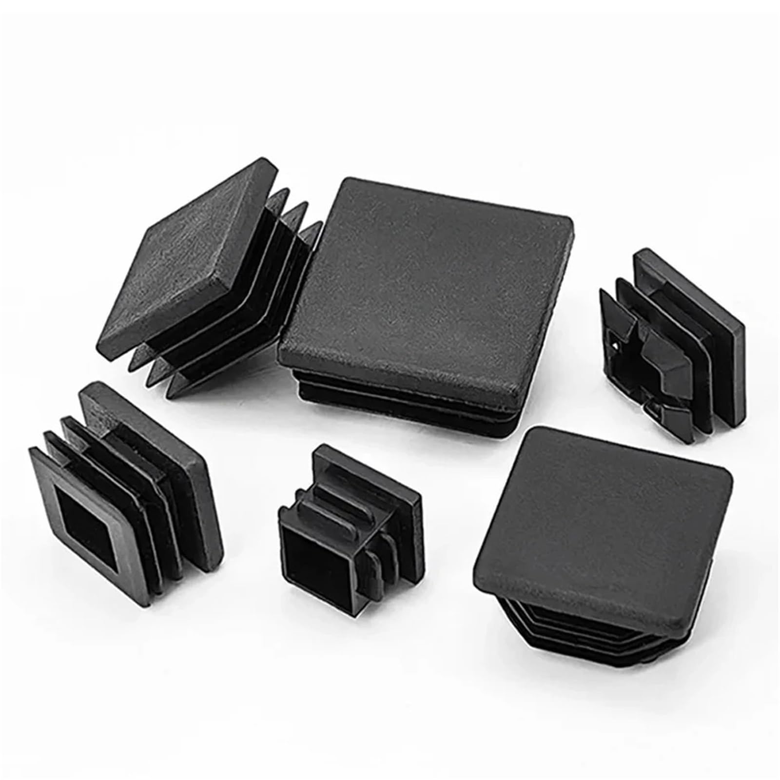 Dasjkdi Black 12Pcs Blanking End Plastic Cap Square Tube Insert Pipe Box Chair Plug For Plumbing Systems(50X50mm)