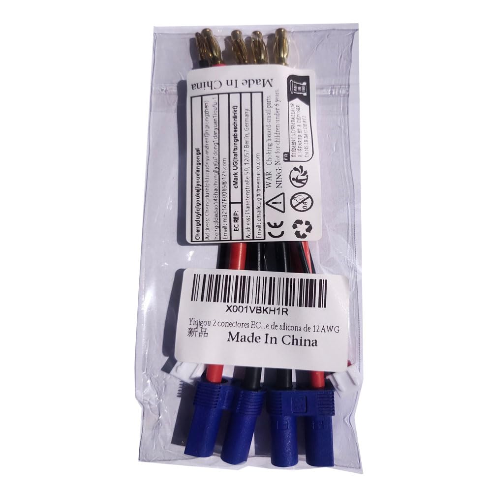 2x Adaptateur EC5 Femelle Vers Banane Mâle 4 Mm – Câble Silicone 12 AWG – Pour Batteries LiPo 2S Avec Équilibrage JST-XH